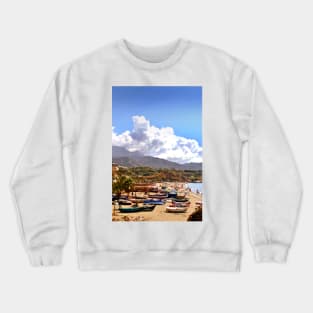 Fishing Boats Burriana Beach Nerja Spain Crewneck Sweatshirt